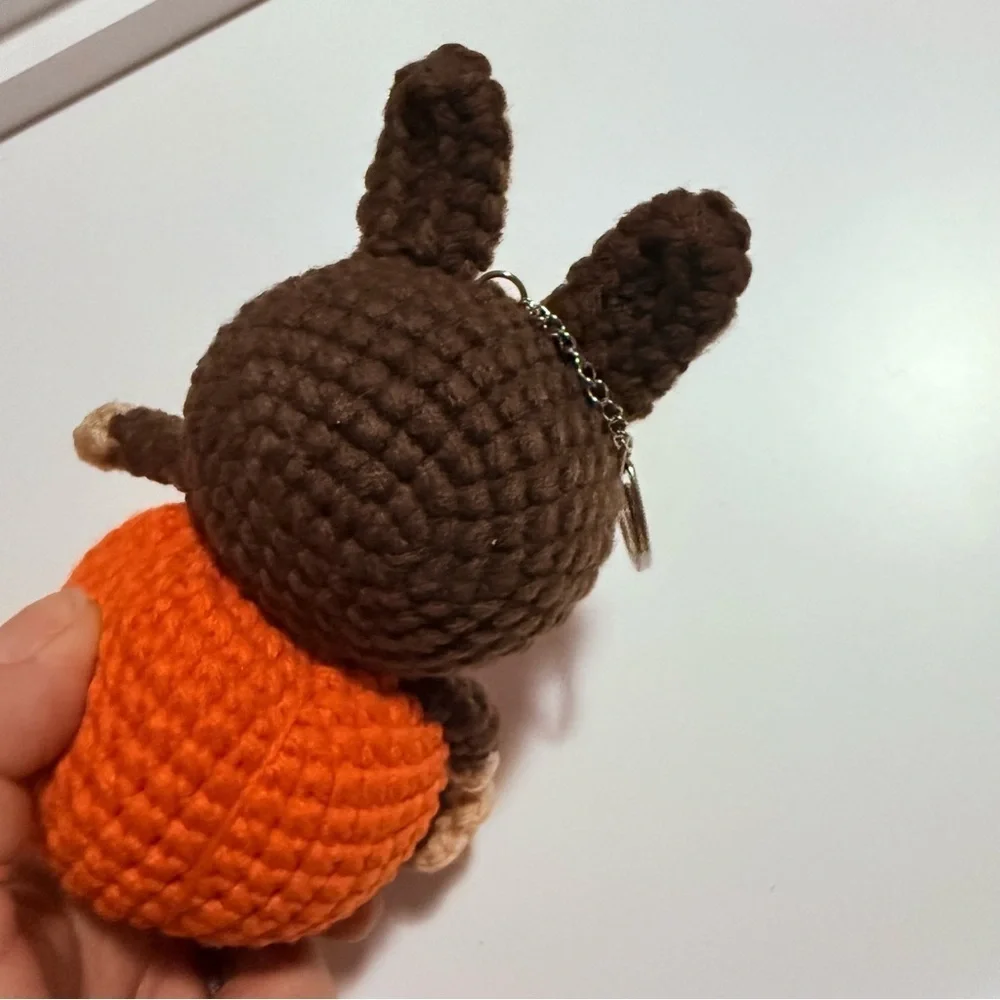 Handmade One of a Kind Labubu with Pumpkin Keychain